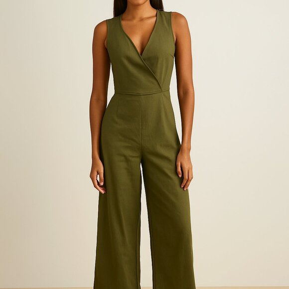 Dynamite Khaki Sleeveless Jumpsuit - Picture 1 of 8